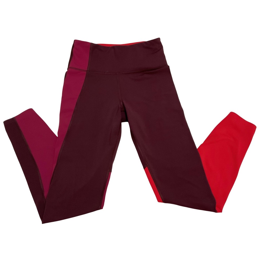Athleta Asym Colorblock Tight Leggings Burgundy Red XS Athletic‎ Pants